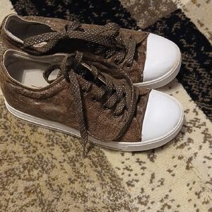 Brown and White Casual Sneakers